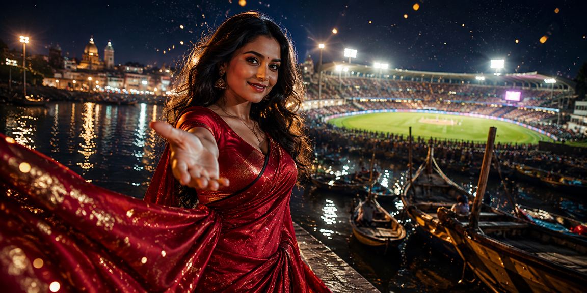 বগুড়ায় শাড়ি পরিহিত একজন নারী ক্রিকেট বেটিং পেজ দেখছেন