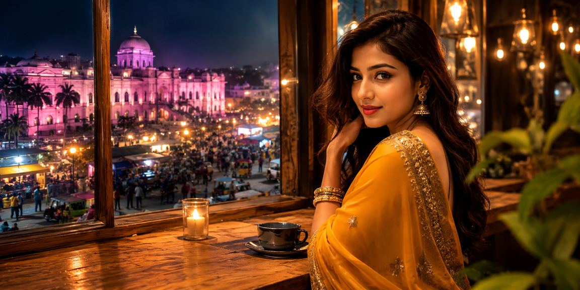 ঢাকার রাতের বাজারে একজন ব্যবহারকারী মোবাইলে বেটিং বিশ্লেষণ করছেন